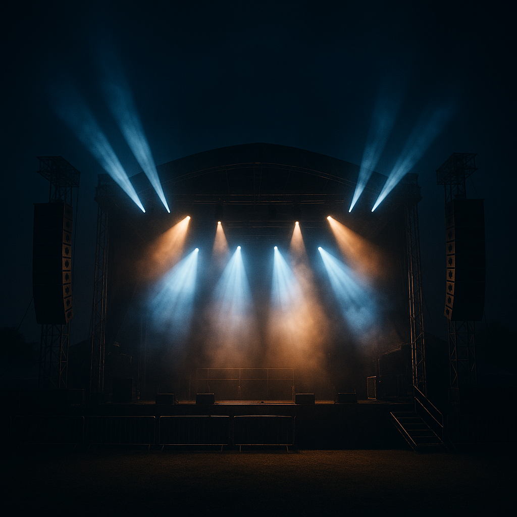 Festival stage at night
